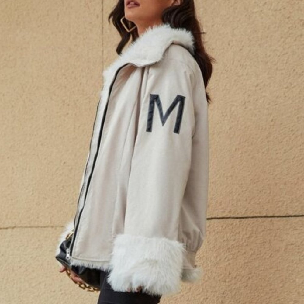 Lined with Soft Faux fur coat with - Picture 5 of 8